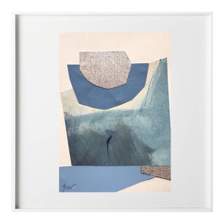 "Im Blue 4" Original Mixed-Media Collage on Paper by Zac Woodiel For Sale