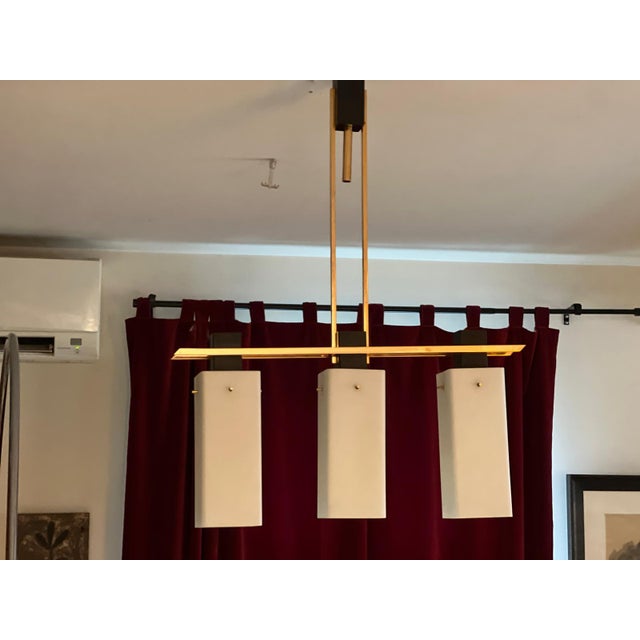 3-Light Opaline Pendant Light from Maison Arlus, 1950a For Sale - Image 4 of 6