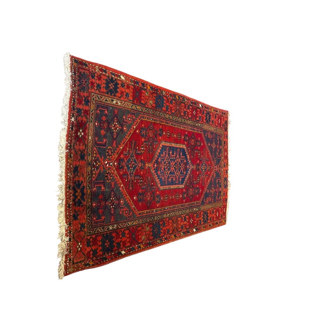 Mid-Century Modern Vintage Hamadan Hand-Knotted Wool Rug For Sale - Image 3 of 5