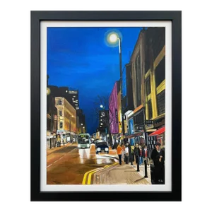 Deansgate in the Rain Manchester City Street Scene England by British Artist, 2014