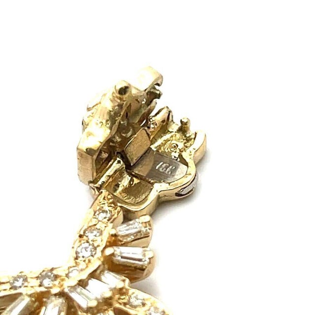 Metal Diamond Ruby 18ct Necklace 18k Yellow Gold Floral Leaf Style Evening Wear For Sale - Image 7 of 7