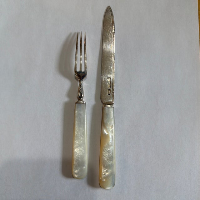 Early 20th Century Early 20th Century C W Fletcher 24 Sterling Mop Handle Dessert Set With Box For Sale - Image 5 of 6