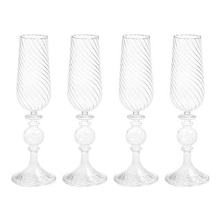 Rialto Twisted Optic Champagne Glasses, Set of 4 For Sale