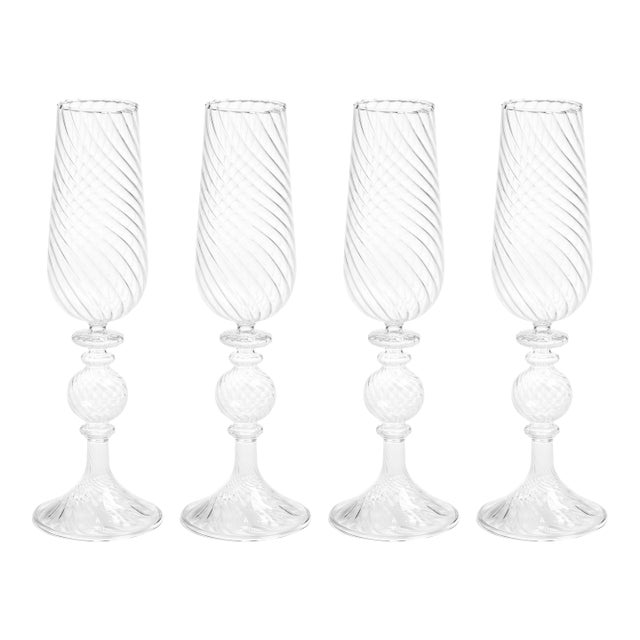 Rialto Twisted Optic Champagne Glasses, Set of 4 For Sale