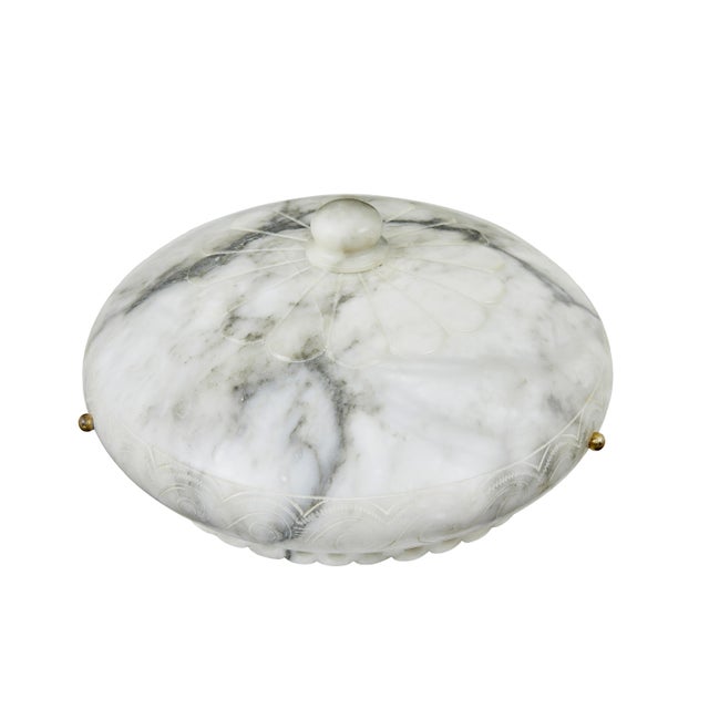 Stone Art Deco Hand-Carved Alabaster Ceiling Light, 1930s For Sale - Image 7 of 12