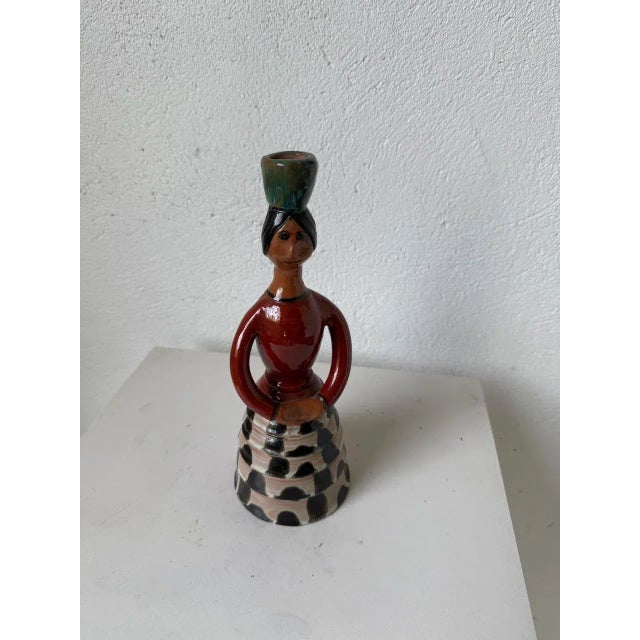 Ceramic Female Candleholder for Women from Soufflenheim, 1920s-1930s For Sale - Image 6 of 17