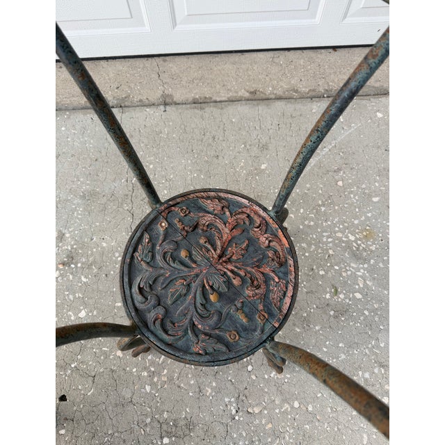 Vintage Glass Top Wrought Iron Bistro Table For Sale - Image 12 of 12