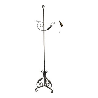 Antique Wrought Iron Floor Lamp For Sale