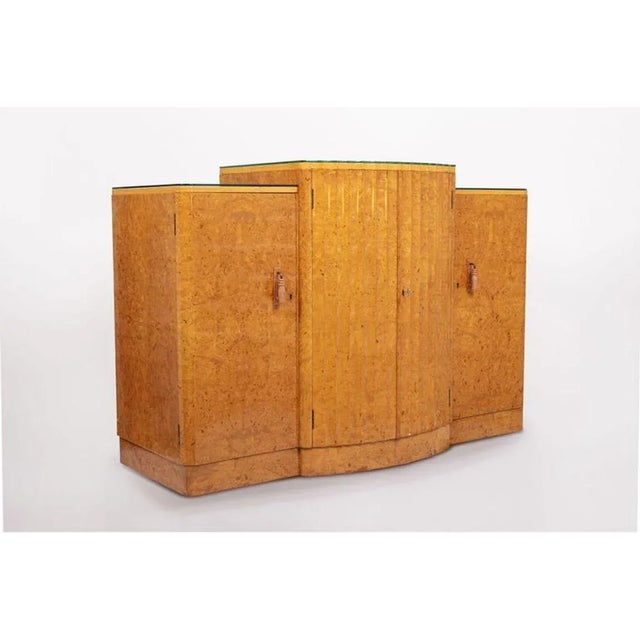 Art Deco Exceptional Antique Maple Wood Art Deco Bar Cabinet or Sideboard 1930s For Sale - Image 3 of 12