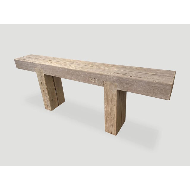 Andrianna Shamaris Teak Wood Log Console Table For Sale - Image 11 of 18