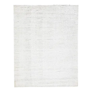 Contemporary Moroccan Style Ivory Handmade Geometric Wool Rug
