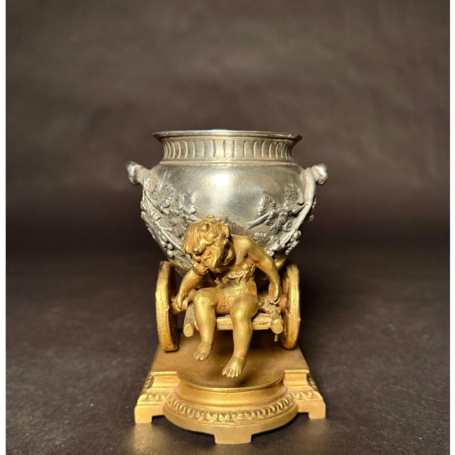Late 19th Century Late 19th Century Gilt And Silvered Bronze Table Ornament With Putti And Urn For Sale - Image 5 of 8