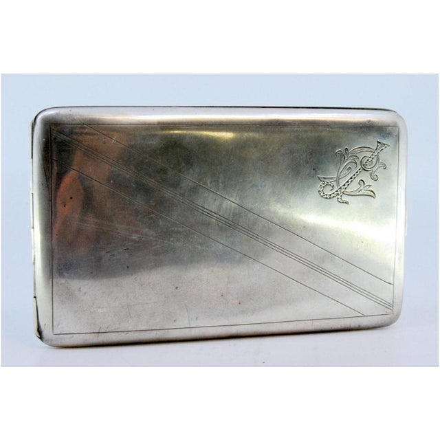 Silver Cigarette Case with Diagonal Bands Engravings For Sale - Image 6 of 7