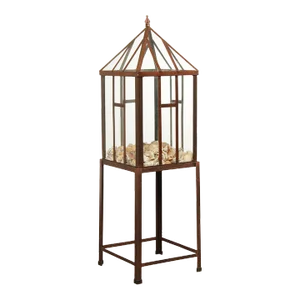 Late 20th Century Steel & Glass Frame Greenhouse Terrarium on Stand