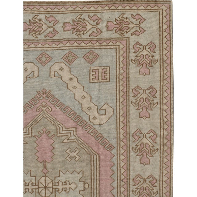 Vintage Circa 1940 Turkish Oushak Area Rug 4ft 7in X 6ft 7in For Sale - Image 4 of 10