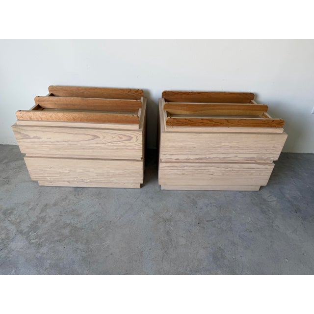 1990's Kreiss Collection Minimalist Low-Profile Nightstands With Travertine Tops – A Pair For Sale - Image 10 of 12