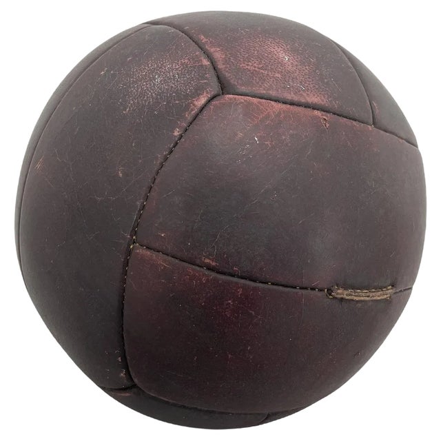 Vintage Mahogony Leather Medicine Ball, 1930s For Sale