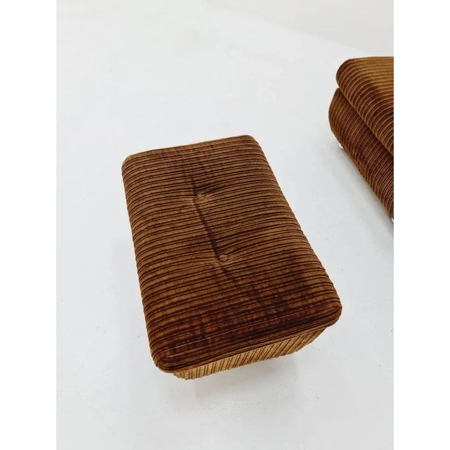 Textile German Space Age Modular Sofa in Brown Manchester Fabric from Schwämmle Möbel, 1970s, Set of 3 For Sale - Image 7 of 11