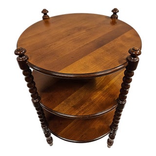 Carl Forslund Round Cherry Three Tier Side Table For Sale