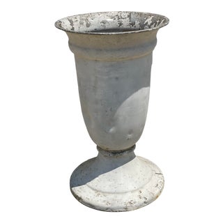 Vintage French Country Tin Urn Shape Planter For Sale