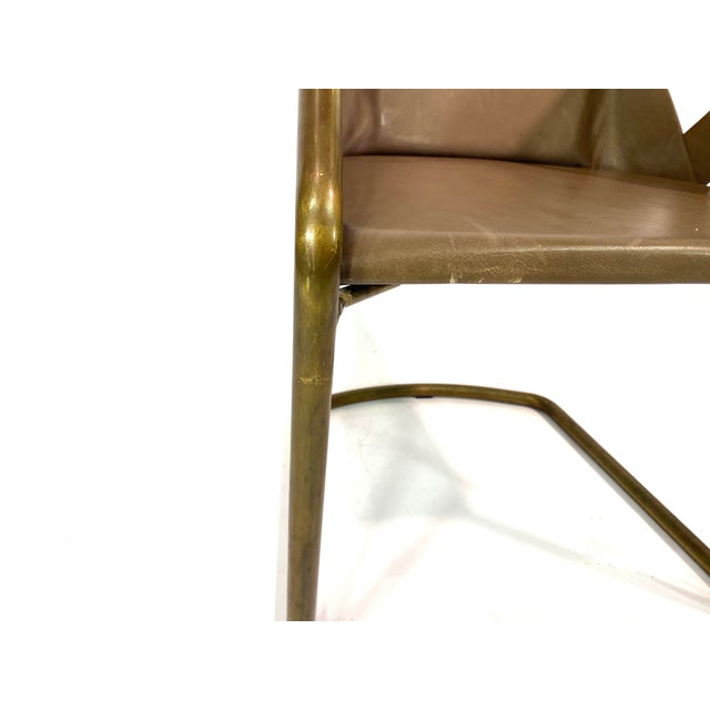 1990s Brass Leather Strip Chair by Massimo Castagna for Henge, 1990s, Set of 3 For Sale - Image 5 of 18