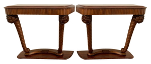 Art Dèco Console with Conucopia -Shaped Pilasters, 1930s, Set of 2