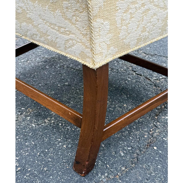 Late 20th Century Damask Upholstered Wingback Chair For Sale - Image 11 of 11