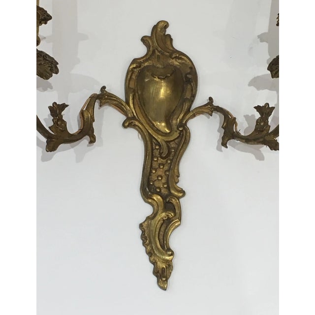Metal Louis the 15th Style Bronze Wall Sconces, French, circa 1920 - A Pair For Sale - Image 7 of 13