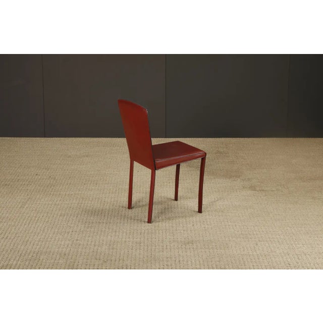 Set of 4 Zanotta Burgundy Leather Dining Chairs, Italy, 1980s, Signed For Sale - Image 14 of 15