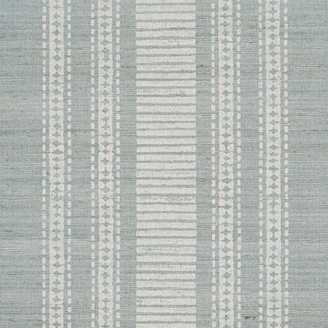 Traditional Schumacher Cassia Silk Stripe Wallcovering Wallcovering In Sky For Sale - Image 3 of 6