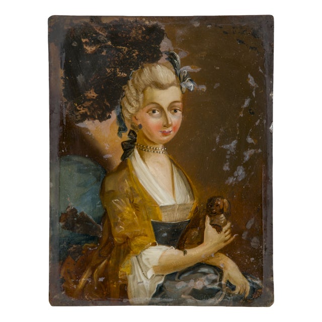 Early 18th-Century Italian Venetian Portrait Painting on Glass For Sale