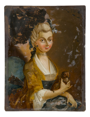 Early 18th-Century Italian Venetian Portrait Painting on Glass