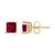 Contemporary 14K Yellow Gold 5x5MM Princess Cut Red Ruby Solitaire Stud Earrings For Sale - Image 3 of 5