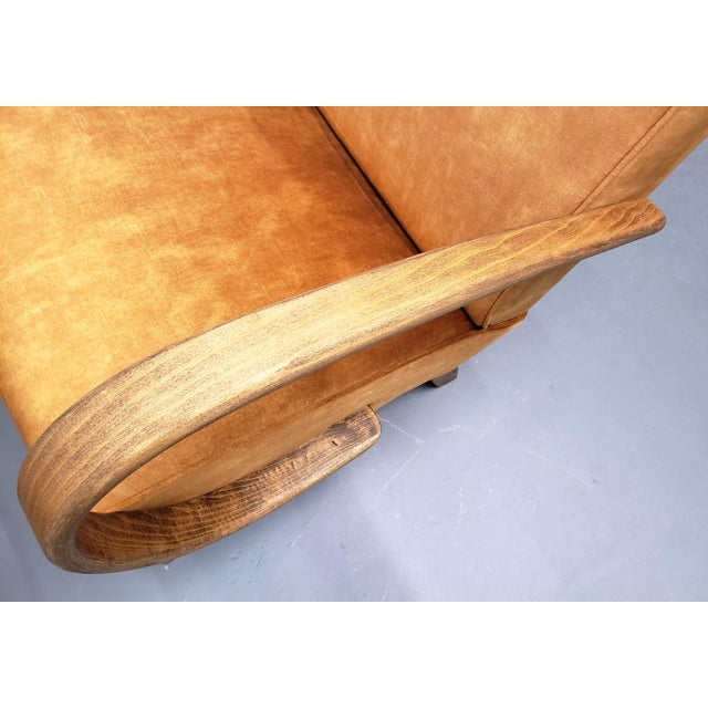 Bentwood Chair in Rust Brown Velvet by Jindrich Halabala, 1930 For Sale - Image 6 of 11