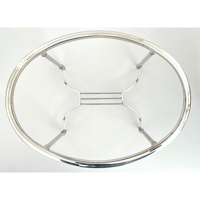 1930s 1930s French Art Deco Nickel-Plated Oval Side Table in the Style of Maison Jansen For Sale - Image 5 of 8