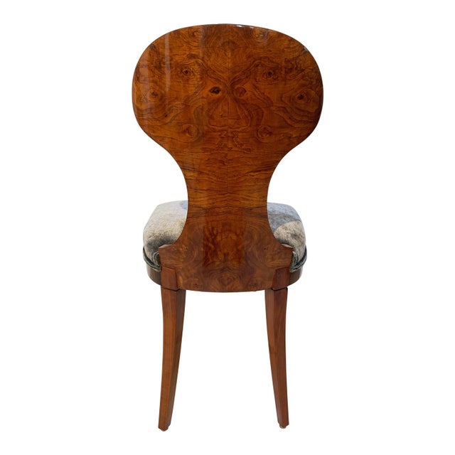 Brown Biedermeier Ballon Chairs, Ash Veneer, Grey Velvet, Vienna, 1900, Set of 4 For Sale - Image 8 of 18