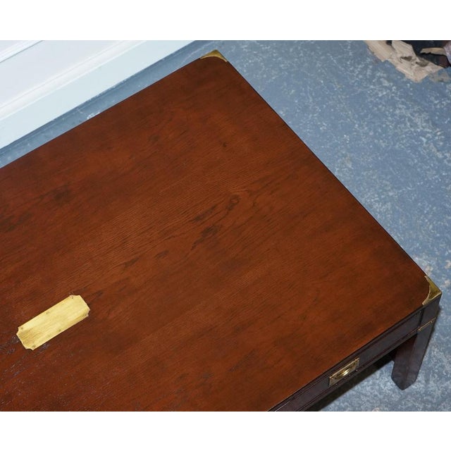 Military Campaign Reh Kennedy Coffee Table with Three Deep Drawers For Sale - Image 12 of 18