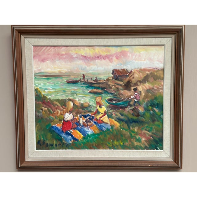 Nils Sewerin, Picnic, 1960s, Oil on Canvas, Framed For Sale - Image 6 of 18