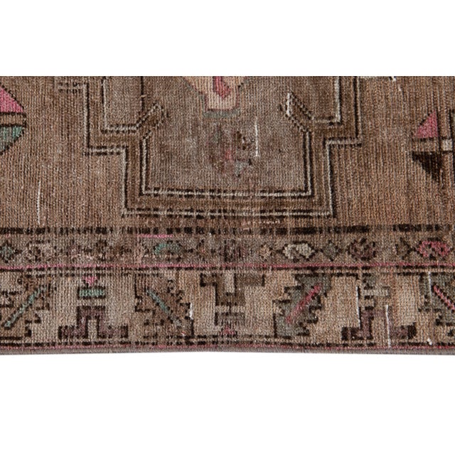 Vintage Malayer Persian Handmade Brown Medallion Wool Runner For Sale In New York - Image 6 of 12