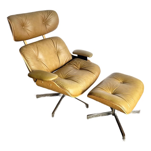 Mid Century Modern Eames Style Lounge Chair With Ottoman For Sale