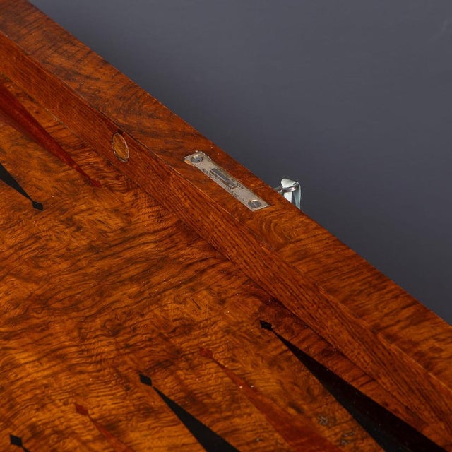 Vintage English Burr Walnut Folding Backgammon Table by Dunhill, 1960 For Sale - Image 9 of 18