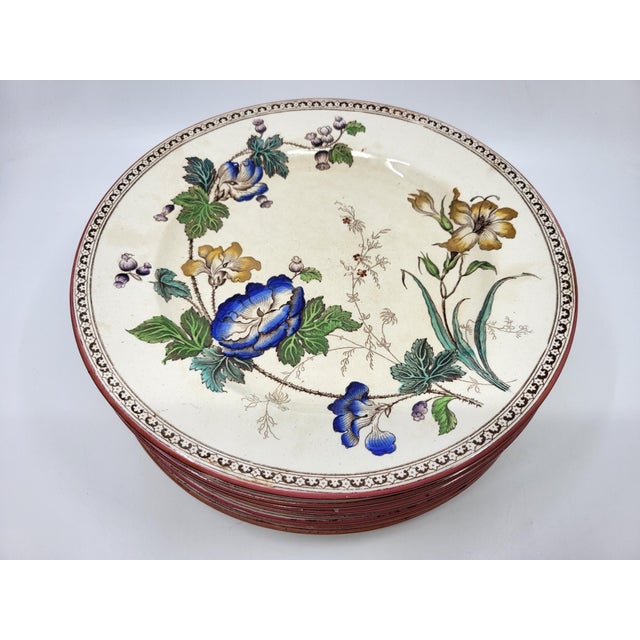 Antique Victorian Plates by Brownfield & Sons, 1880, Set of 8 For Sale - Image 6 of 17