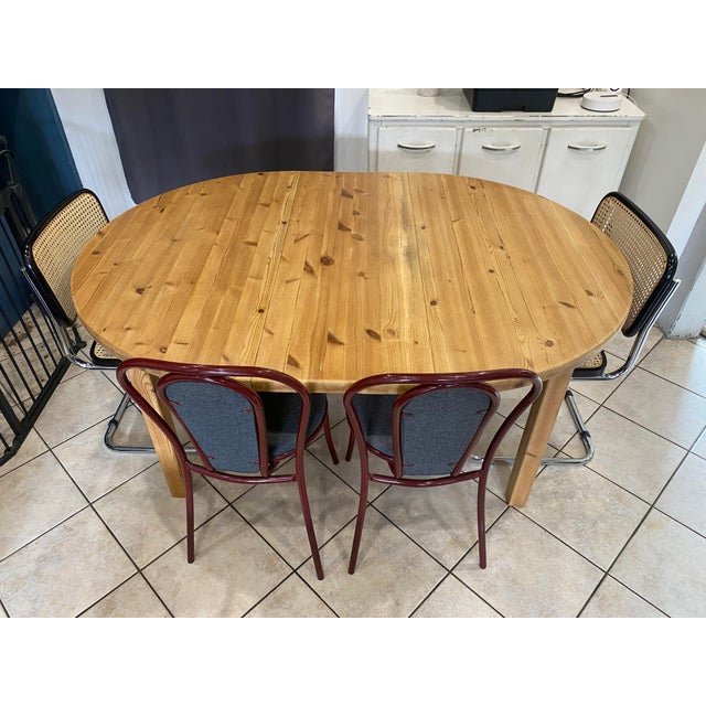 Vintage Extendable Round Table in Pine, 1970, Set of 2 For Sale - Image 16 of 18
