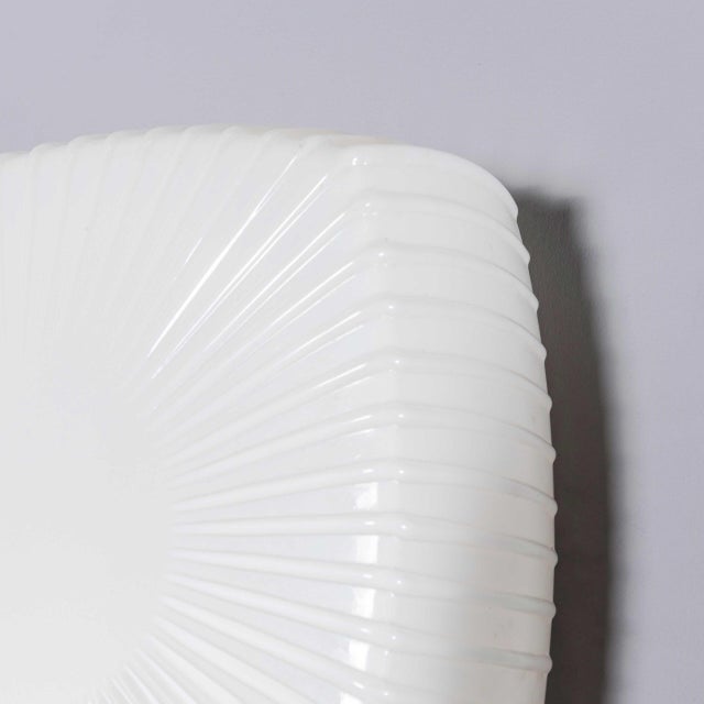 White Czech Opaline Ribbed Dish Wall Lamp, 1950s For Sale - Image 8 of 10