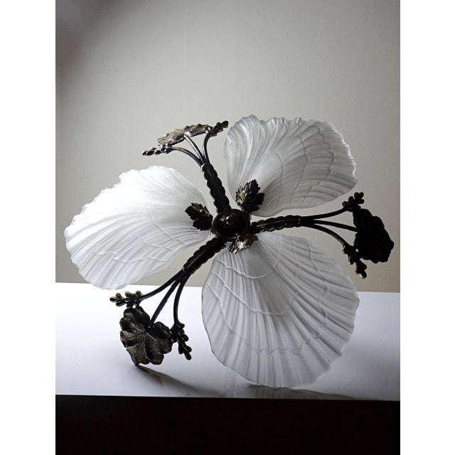 Metal Vintage Hollywood Regency Art Deco Style Bronze Seashell Chandelier from Mariner, 1980s-1990s For Sale - Image 7 of 16