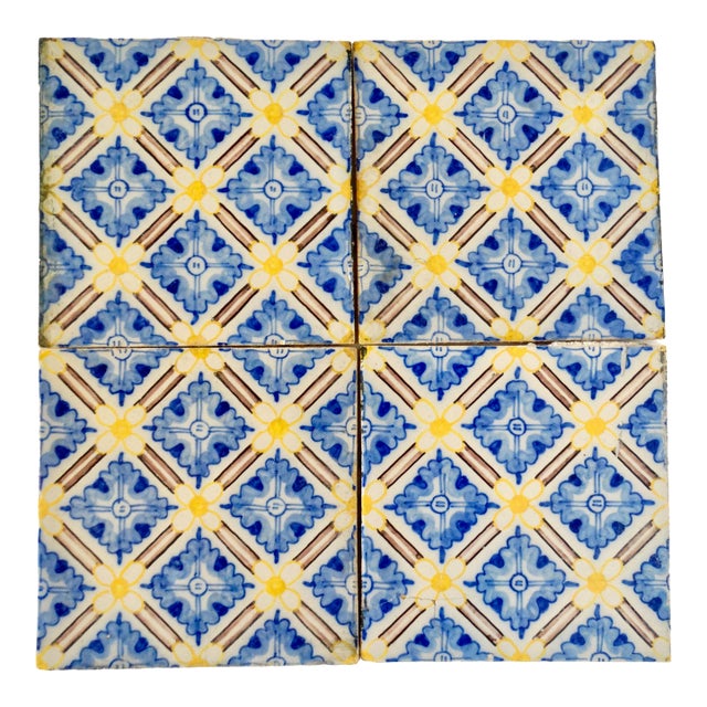 Antique Dutch Delft Tiles Set of 4 For Sale