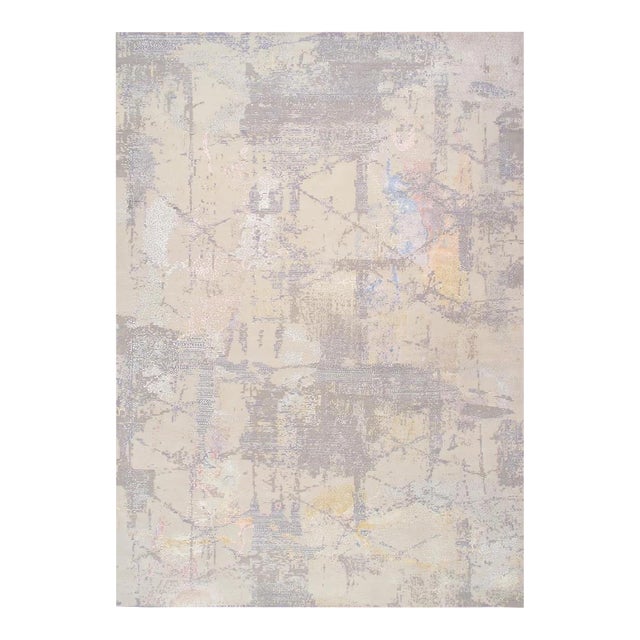 Modern Silk & Wool Beige Area Rug-12' 0'' X 15' 4'' For Sale