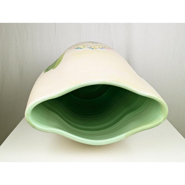 Mid-Century Hand-Painted Ceramic Vase or Umbrella Stand by L. Poggi Assalini for CE AS Albisola, Italy, 1950s For Sale - Image 9 of 17