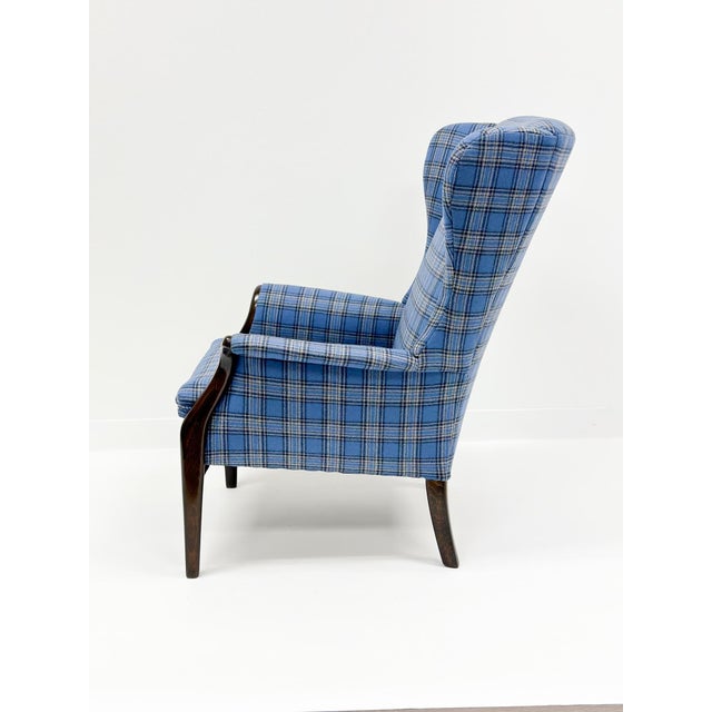 1960s 1960s Blue Plaid Parker Knoll Wing Armchair For Sale - Image 5 of 5