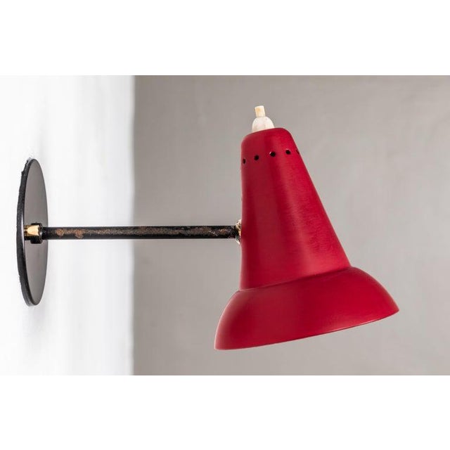 1950s Italian Red Articulating Sconces Attributed to Gino Sarfatti For Sale - Image 10 of 13